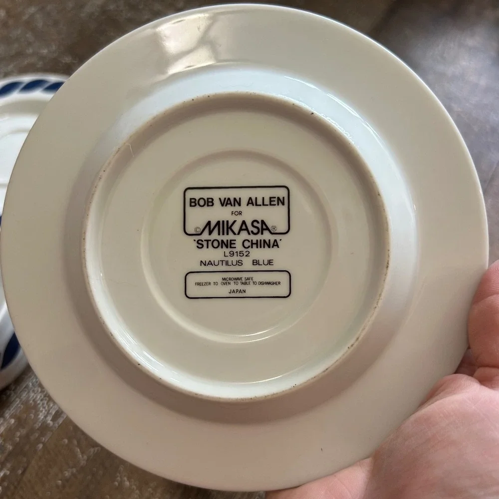 Mikasa Bob Van Allen 2 Nautilus Blue Rope Stone China Cup Saucer Set L9152 Japan
